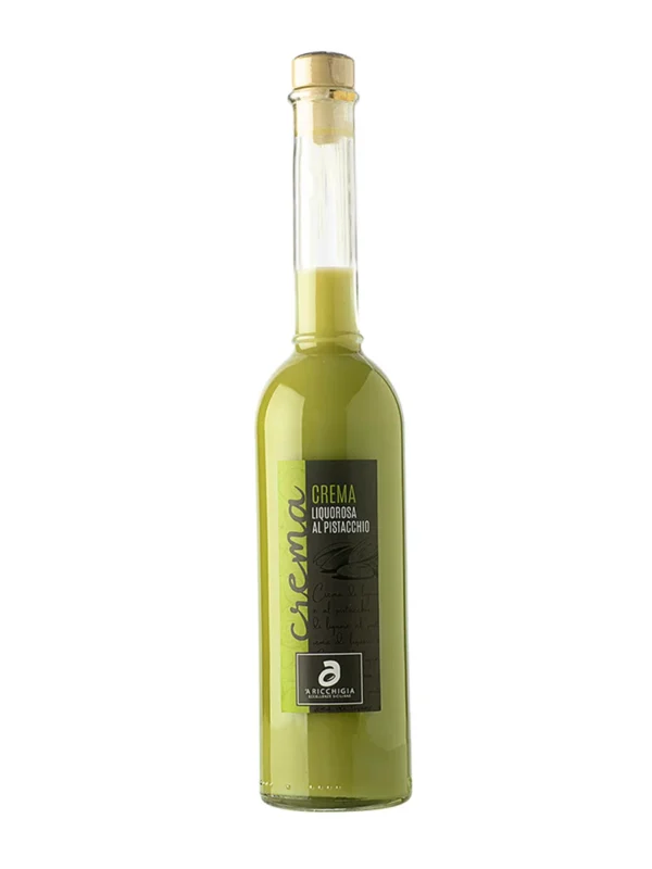 Bottiglia di liquore al pistacchio ‘A Ricchigia