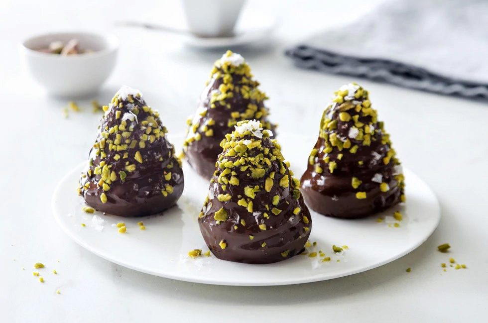 Tortine al pistacchio con cioccolato fondente