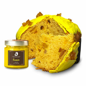 Panettone al limone e zafferano con vaso di crema al limone