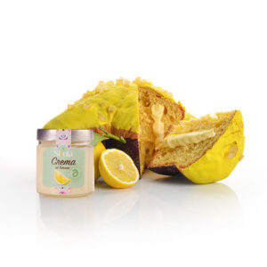 Colomba al limone e zafferano con vaso di crema al limone