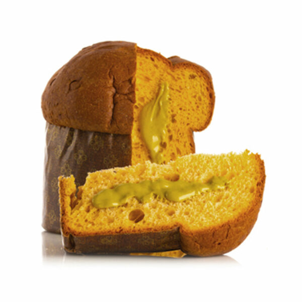 Panettone senza glutine non glassato farcito con crema di pistacchio