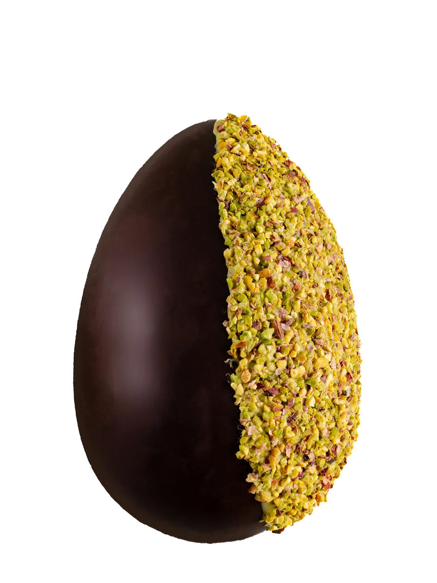 Uovo double face al pistacchio e cioccolato fondente