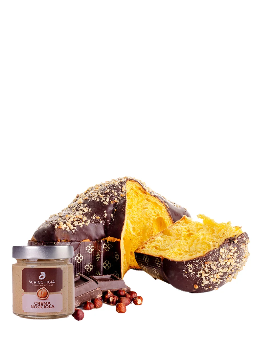 Colomba artigianale alla nocciola con vaso di crema